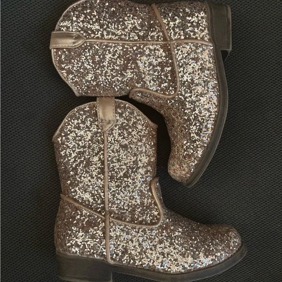 Kelly & Katie Glitter Kids Boots - Gold and Tan - Picture 5 of 5